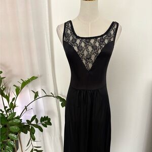 Black Lace Yoke Evening Dress